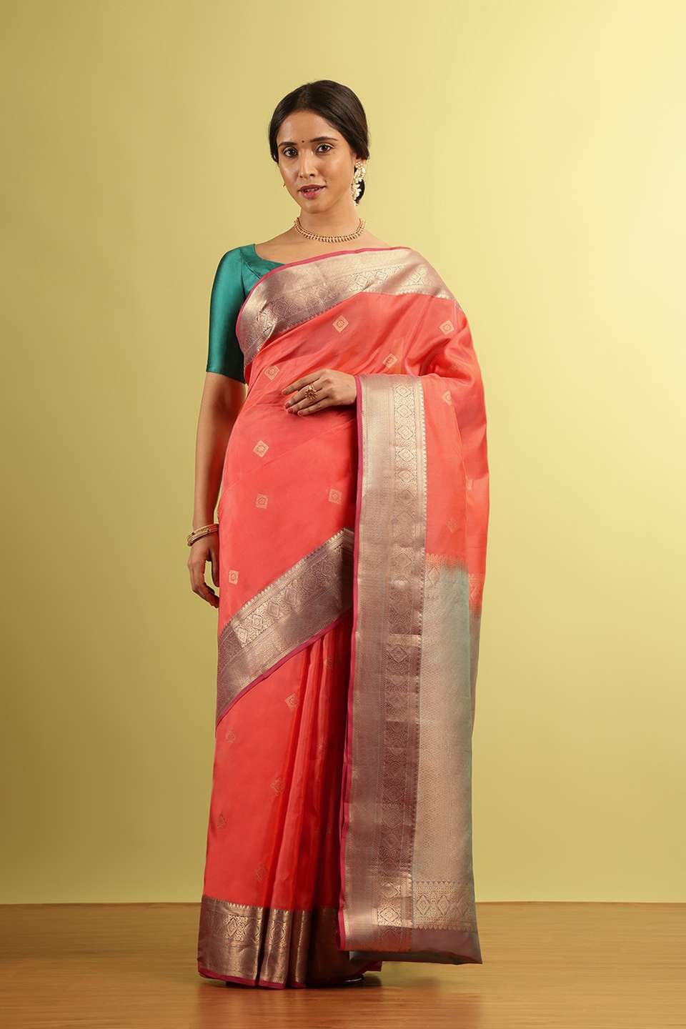 Orange Woven Silk Viscose Saree