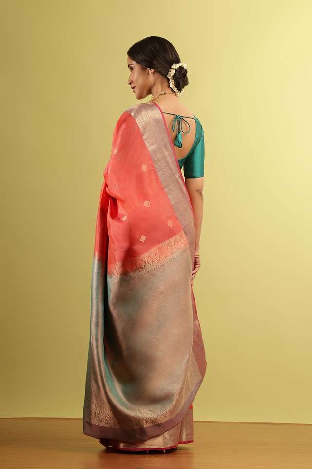 Orange Woven Silk Viscose Saree thumbnail image number null