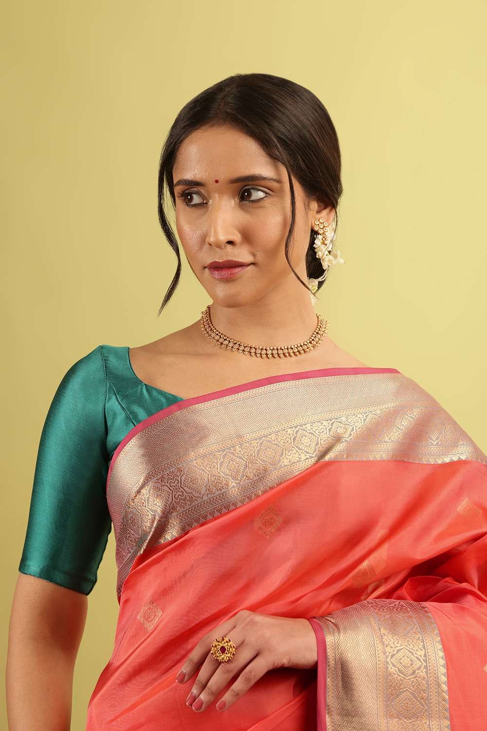 Orange Woven Silk Viscose Saree image number null