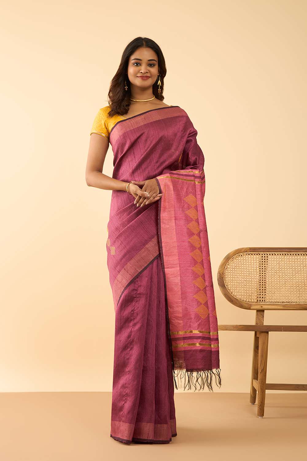 Purple Bhagalpur Woven Pure Silk Saree image number null