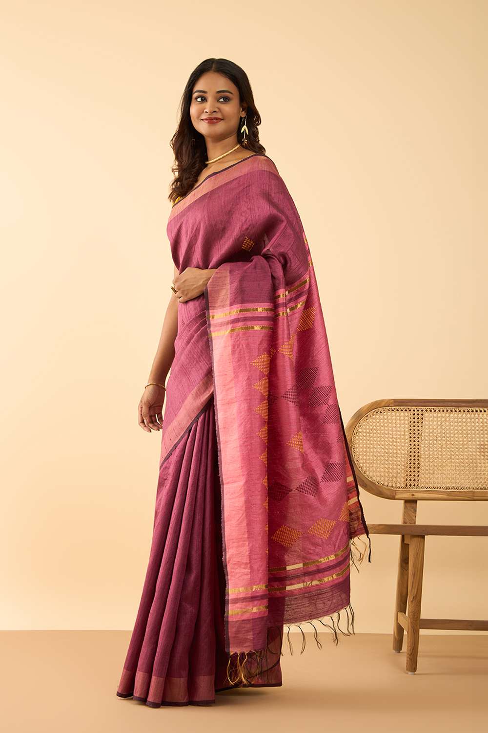 Purple Bhagalpur Woven Pure Silk Saree image number null