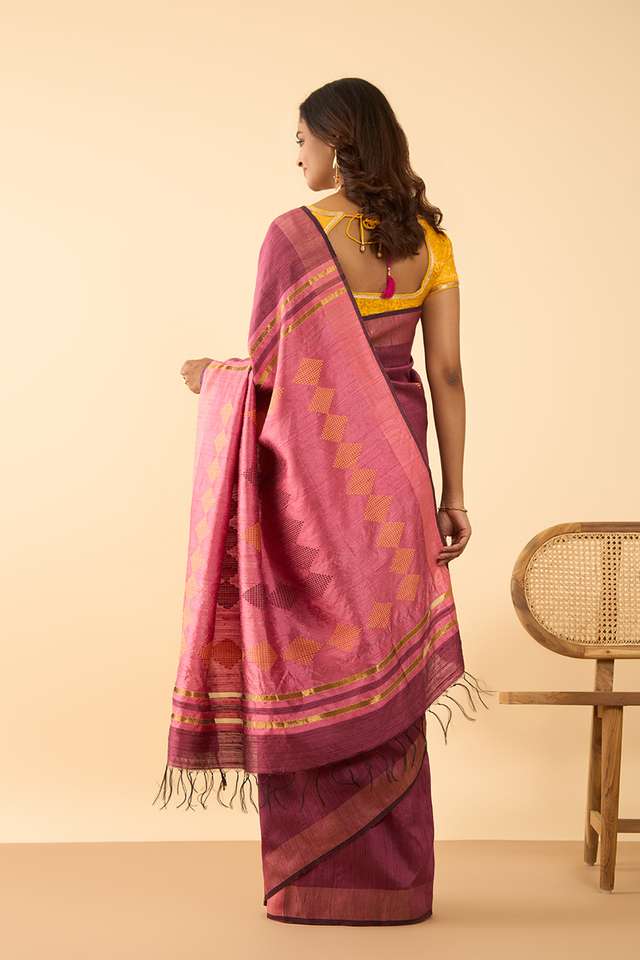Purple Bhagalpur Woven Pure Silk Saree thumbnail image number null