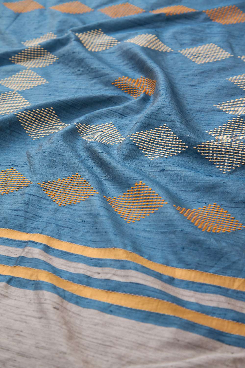 Grey Bhagalpur Woven Pure Silk Saree image number null