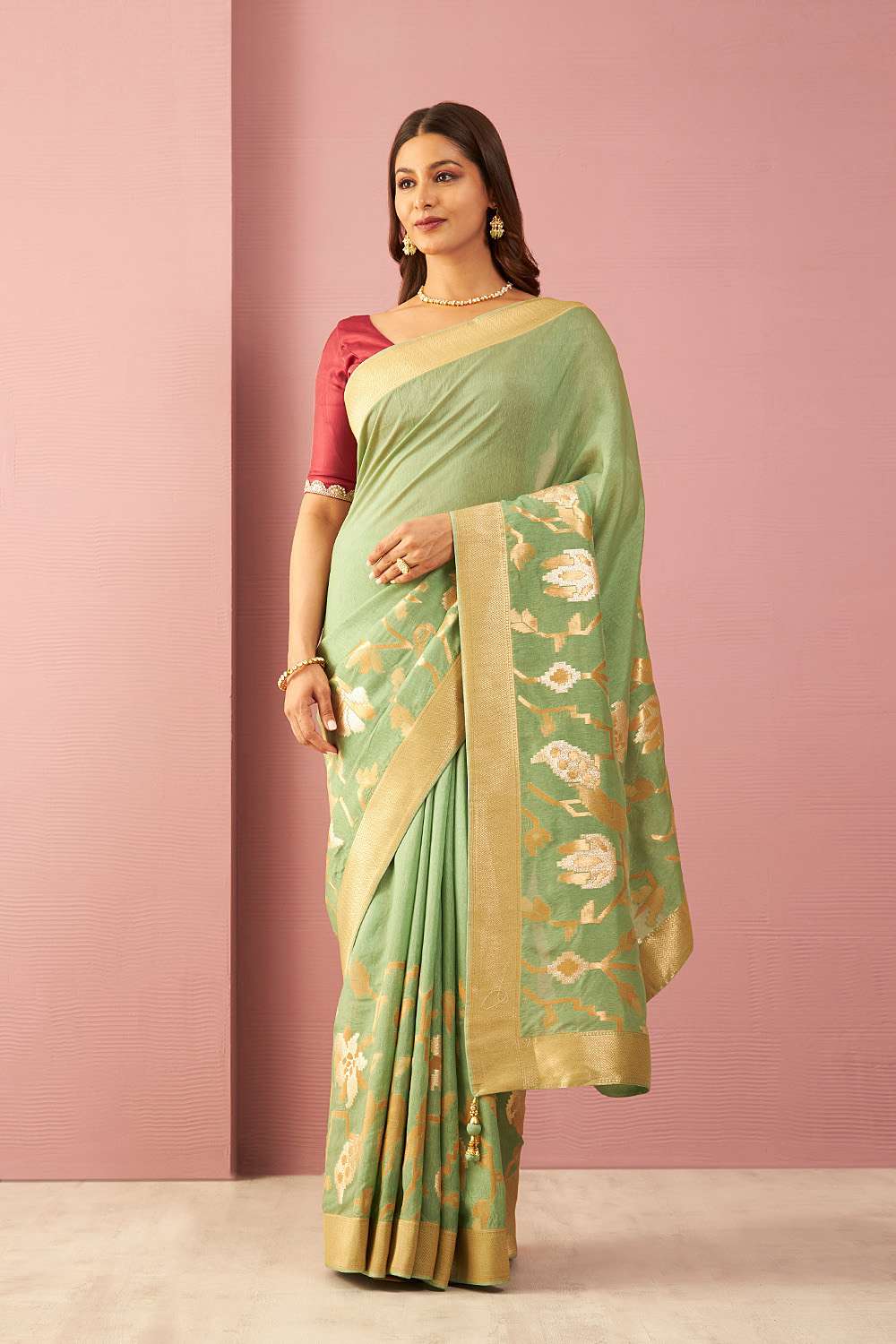 Light Green Luxe Viscose Woven Design Saree image number null