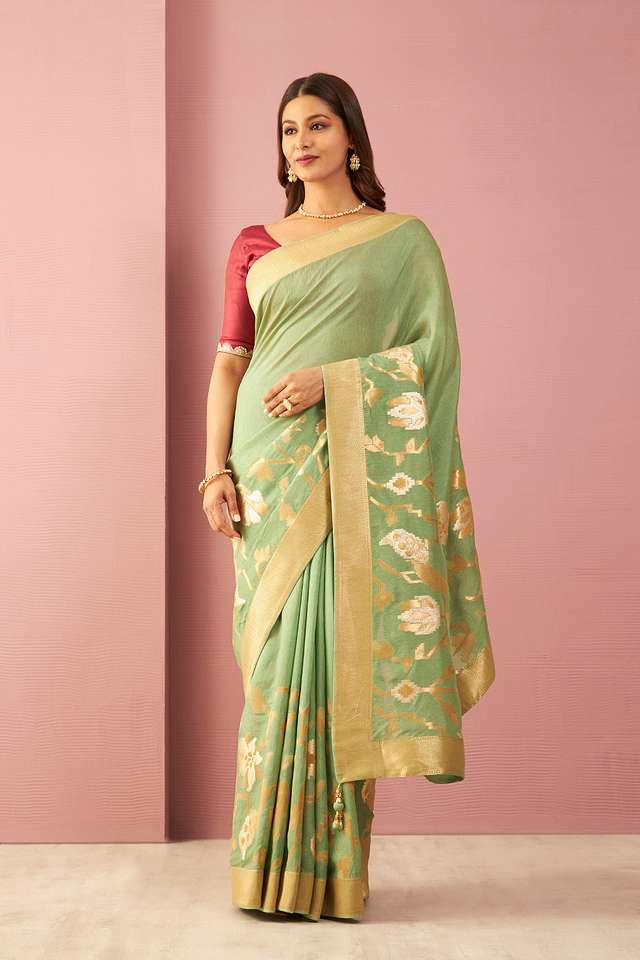 Light Green Luxe Viscose Woven Design Saree thumbnail image number null