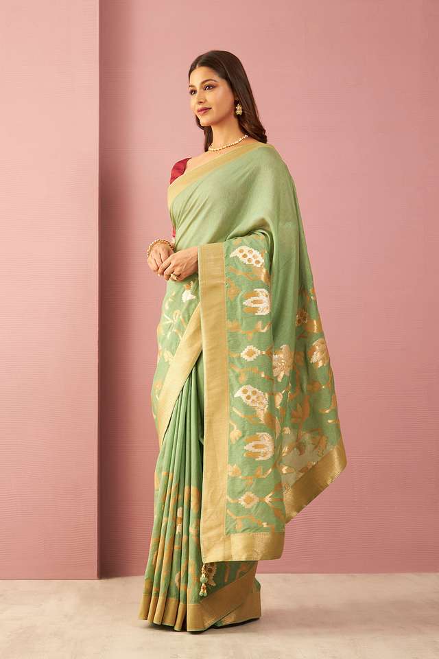 Light Green Luxe Viscose Woven Design Saree thumbnail image number null