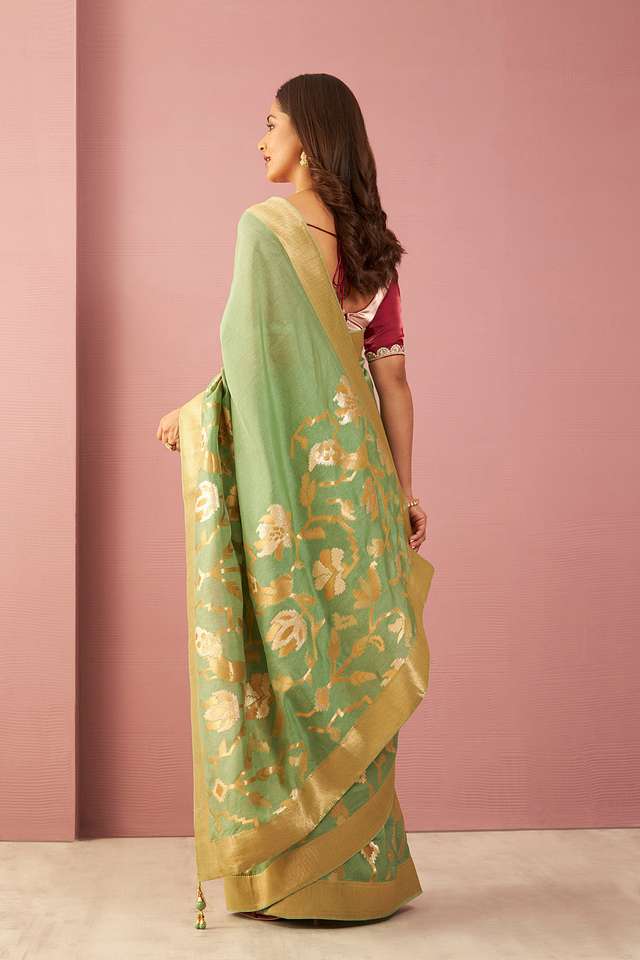 Light Green Luxe Viscose Woven Design Saree thumbnail image number null