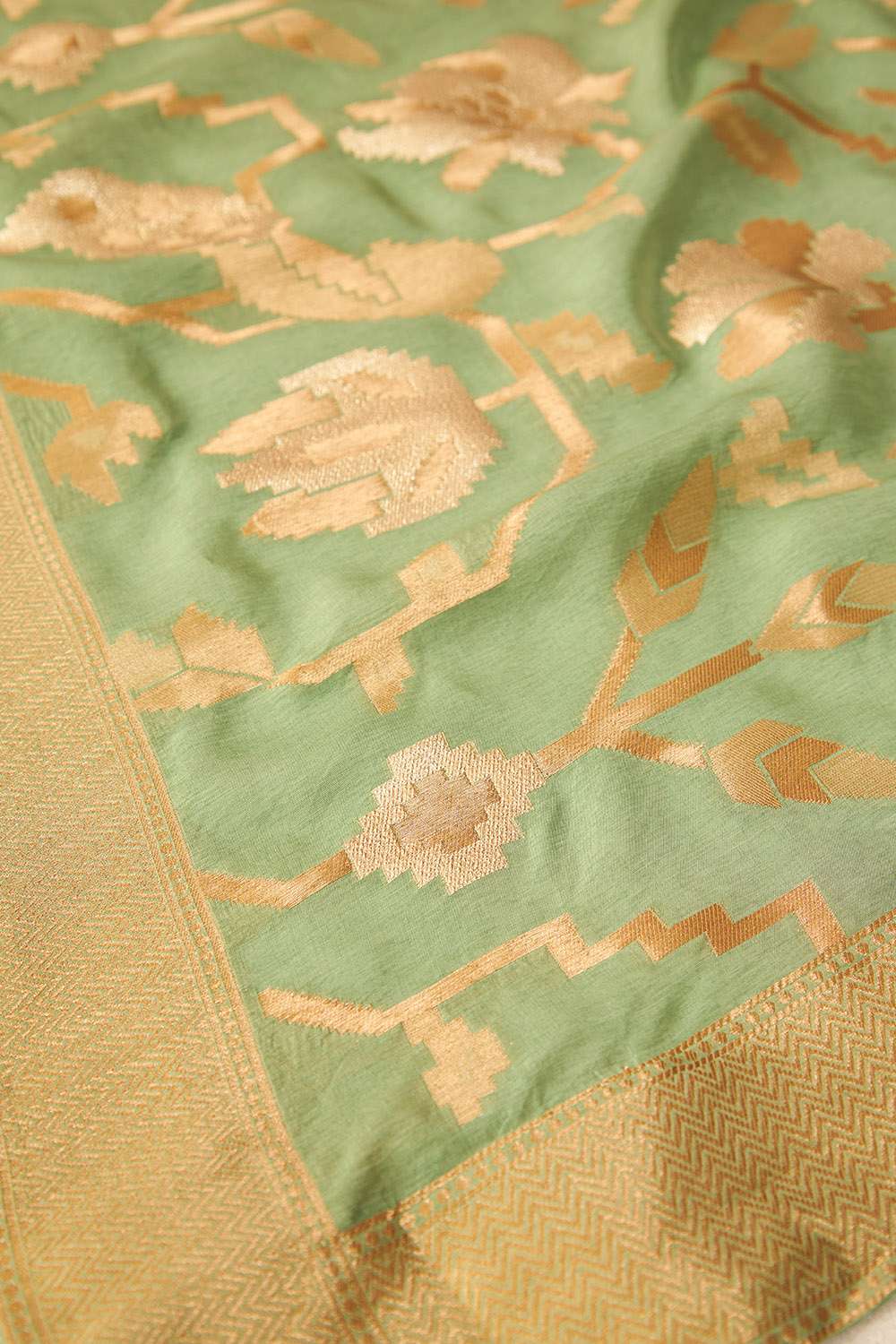 Light Green Luxe Viscose Woven Design Saree image number null