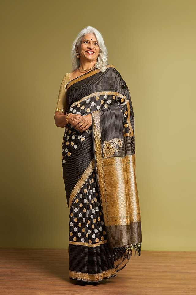 Black Pure Silk Kadwa Banarasi Saree image number