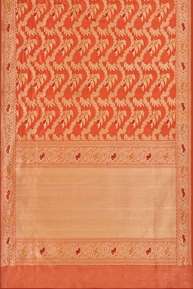 Orange Pure Silk Kadwa Banarasi Saree thumbnail image number null