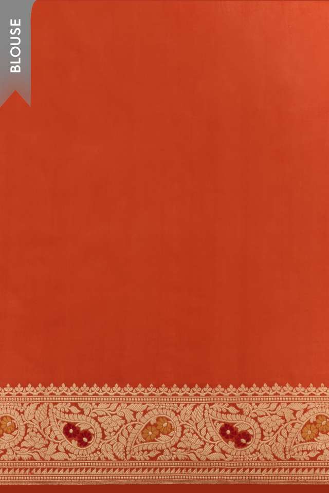Orange Pure Silk Kadwa Banarasi Saree thumbnail image number null