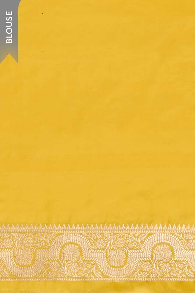 Yellow Pure Silk Kadwa Banarasi Saree thumbnail image number null