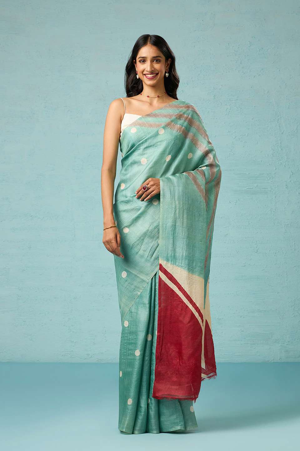 Light Green Chattisgarh Pure Tussar Silk Hand Painted Saree