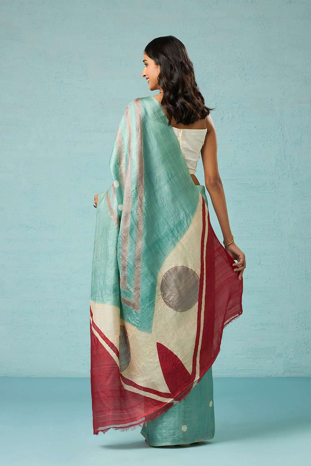 Light Green Chattisgarh Pure Tussar Silk Hand Painted Saree image number null