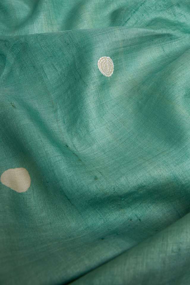 Light Green Chattisgarh Pure Tussar Silk Hand Painted Saree thumbnail image number null