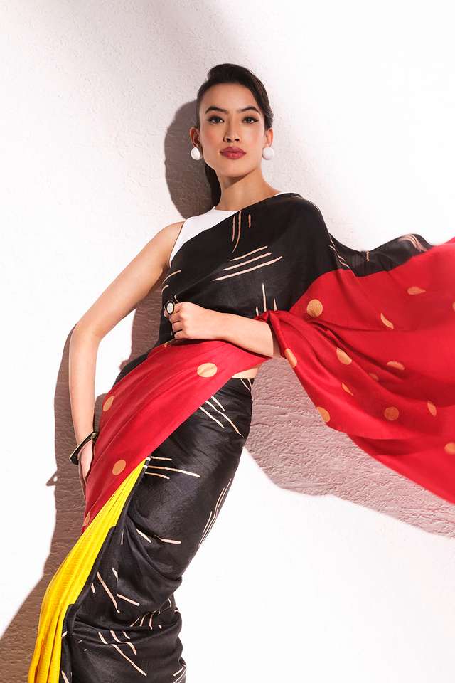 Multicoloured Chattisgarh Pure Silk Hand Painted Saree image number