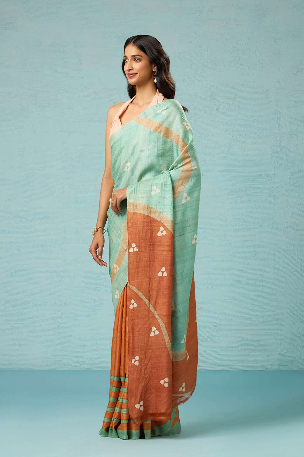 Orange Chattisgarh Pure Tussar Silk Hand Painted Saree image number null