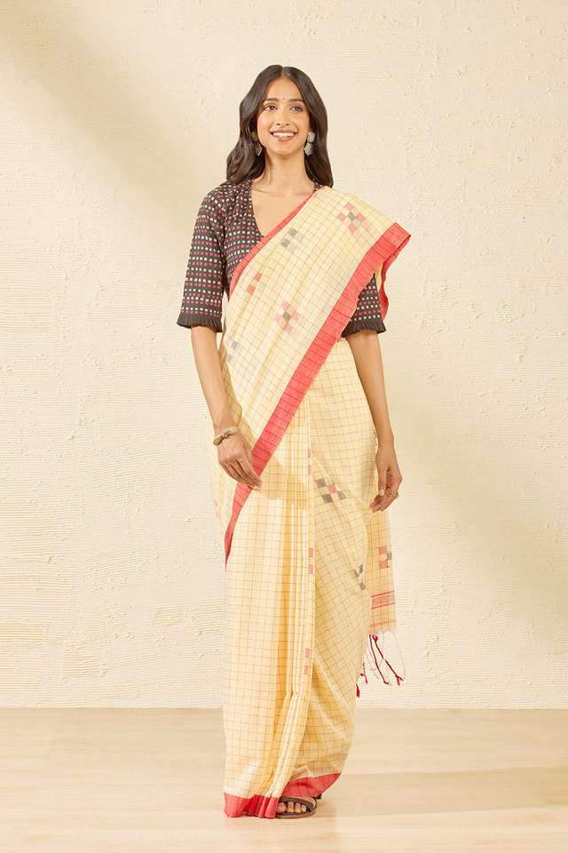 Yellow Bengal Pure Cotton Jamdani Saree thumbnail image number null