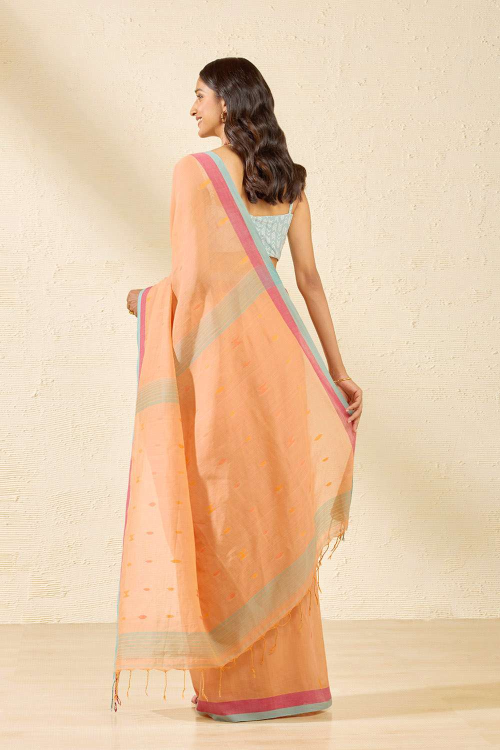 Orange Bengal Pure Cotton Jamdani Saree image number null