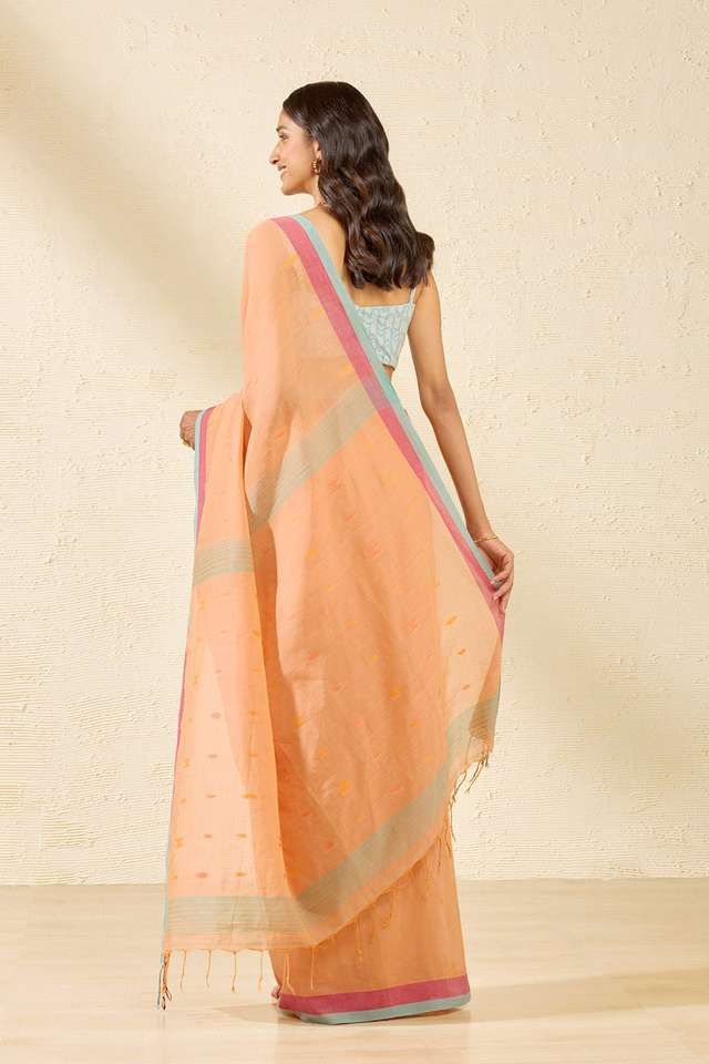 Orange Bengal Pure Cotton Jamdani Saree thumbnail image number null