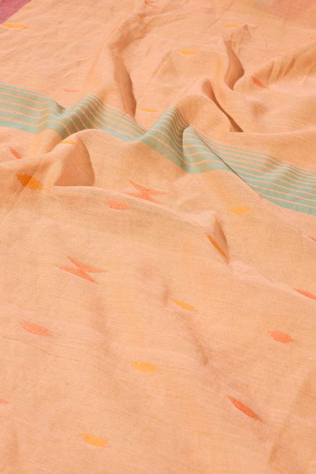 Orange Bengal Pure Cotton Jamdani Saree thumbnail image number null