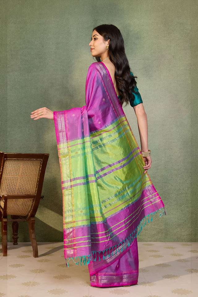 Pink Woven Pure Silk Bengal Saree thumbnail image number null