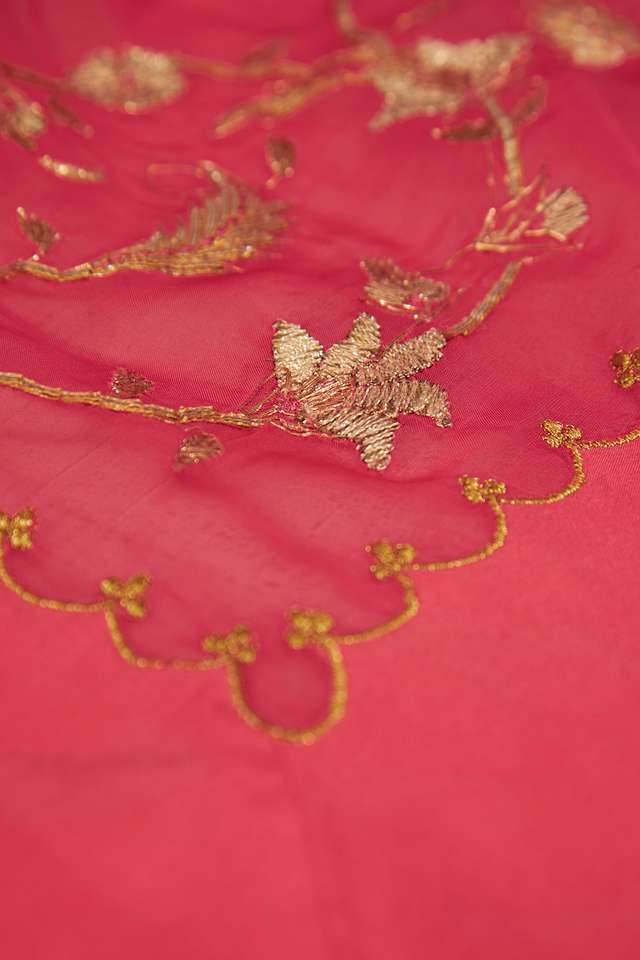 Pink Viscose Organza Gota Patti Saree thumbnail image number null