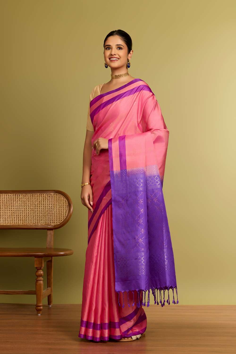 Light Pink Woven Soft Pure Silk Saree image number null