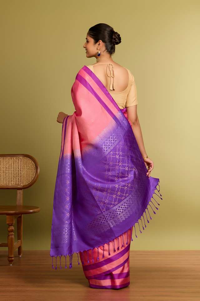 Light Pink Woven Soft Pure Silk Saree thumbnail image number null