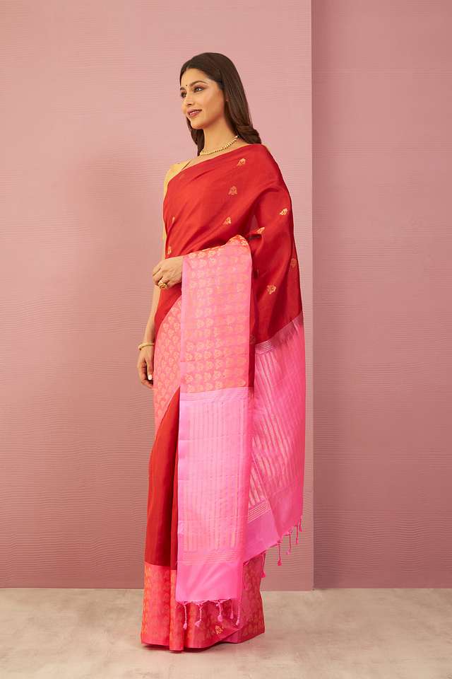 Red Woven Pure Soft Silk Saree thumbnail image number null