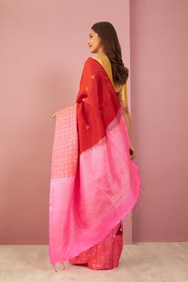 Red Woven Pure Soft Silk Saree thumbnail image number null