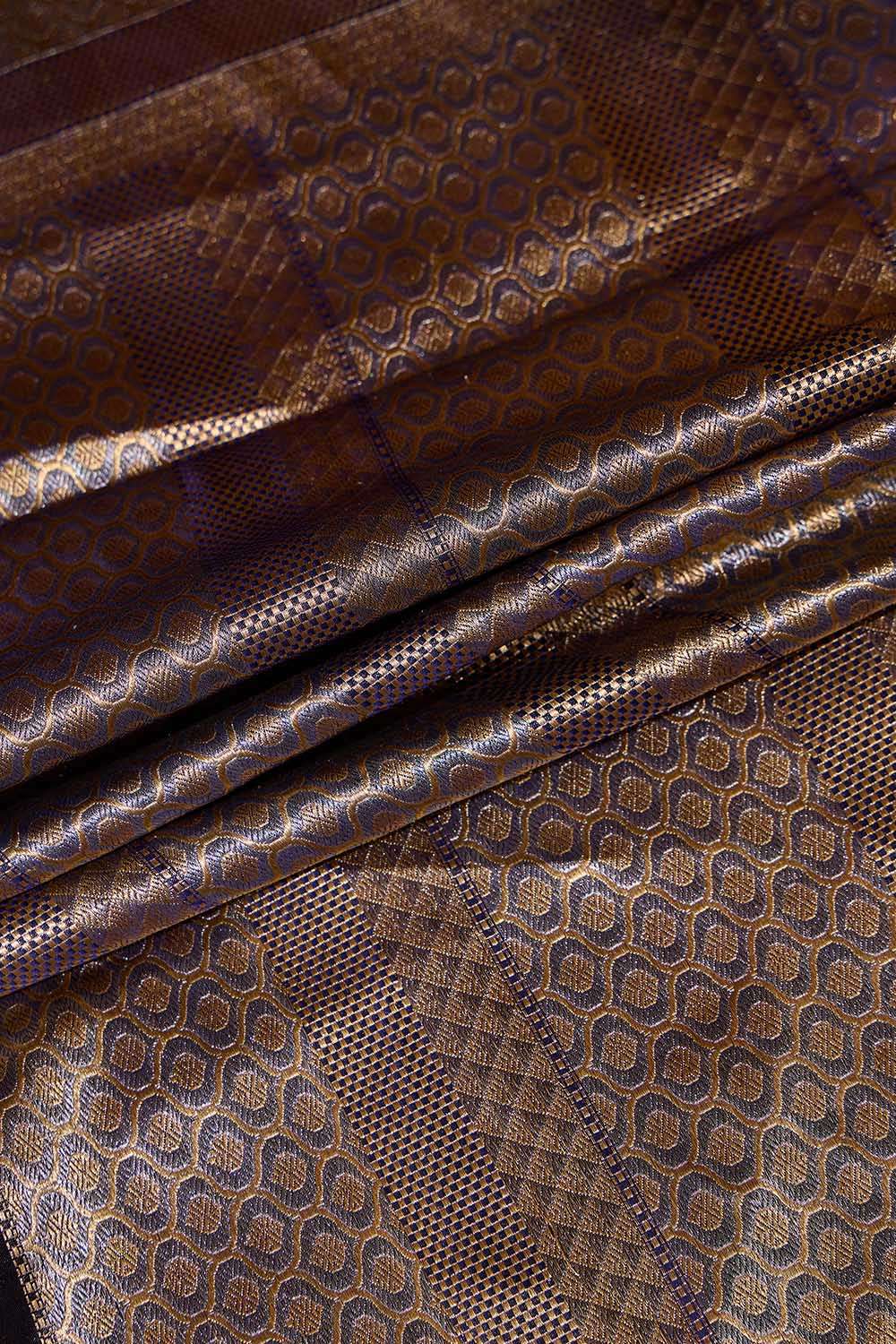Dark Blue Pure Silk Tissue Brocade Banaras Saree image number null