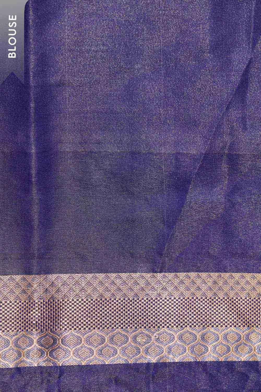 Dark Blue Pure Silk Tissue Brocade Banaras Saree image number null