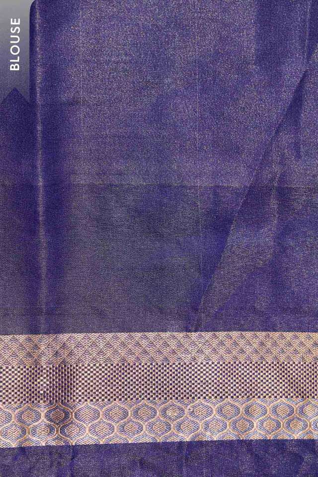 Dark Blue Pure Silk Tissue Brocade Banaras Saree thumbnail image number null