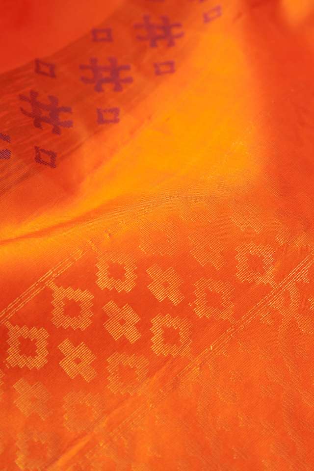 Orange Woven Pure Soft Silk Saree thumbnail image number null