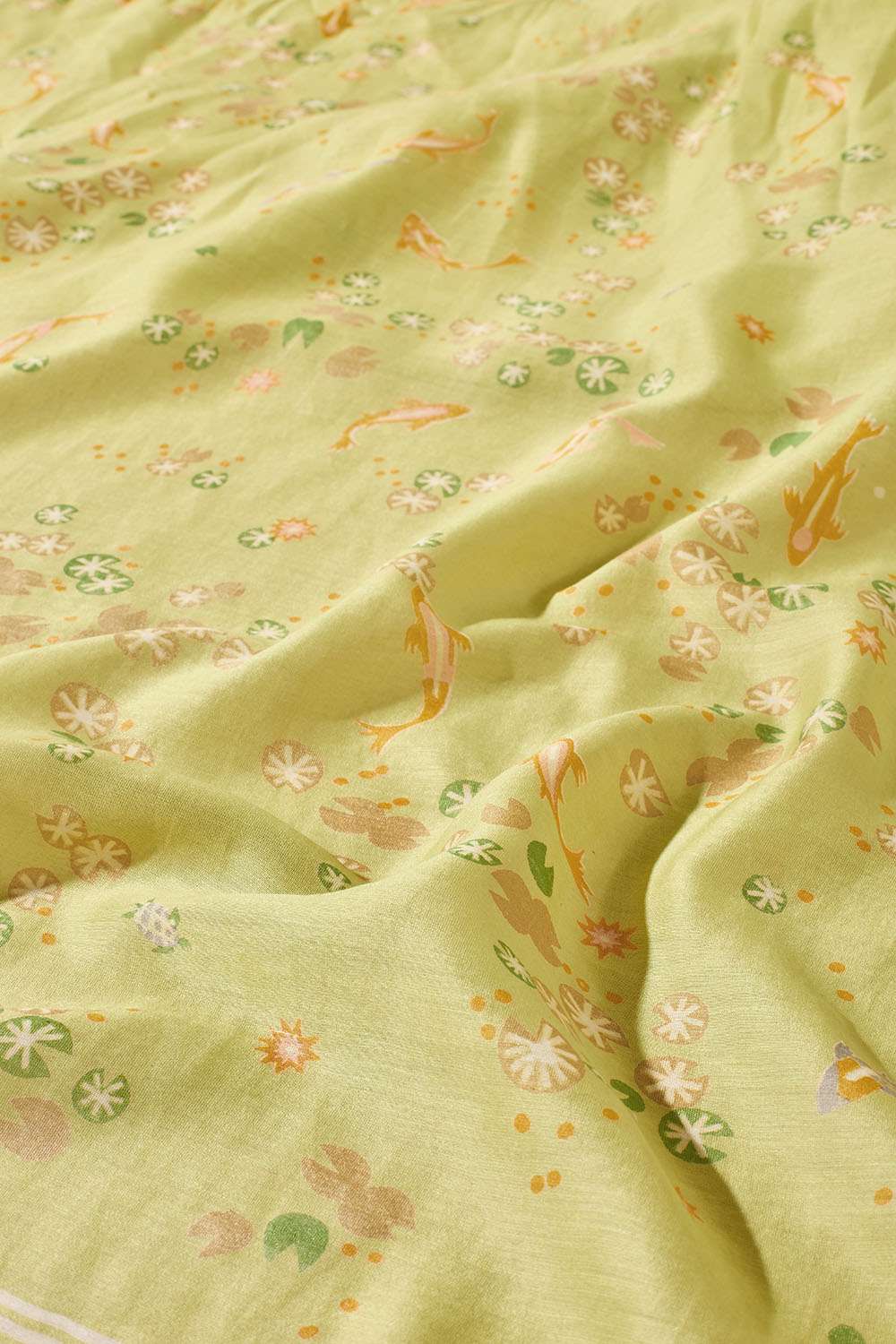 Light Green Bagru Screen Printed Pure Silk Cotton Saree image number null