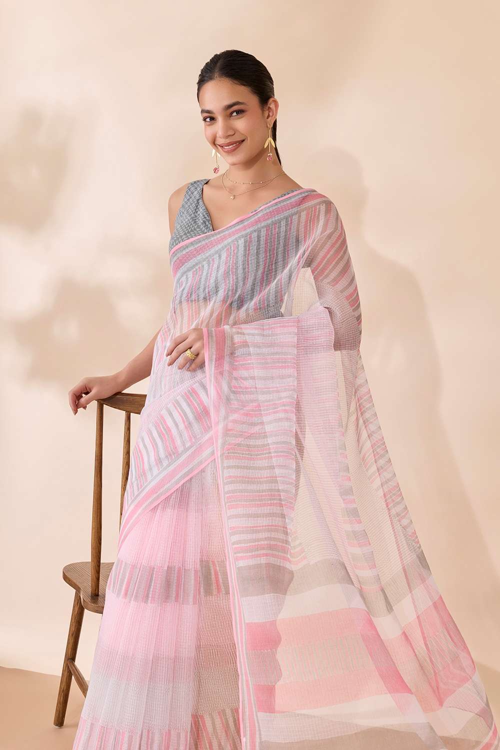 Pink Bagru Block Printed Pure Cotton Kota Saree image number null