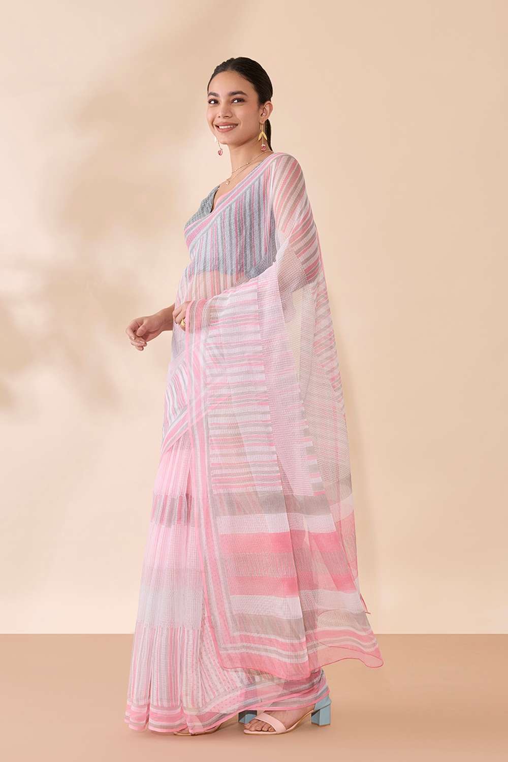 Pink Bagru Block Printed Pure Cotton Kota Saree image number null