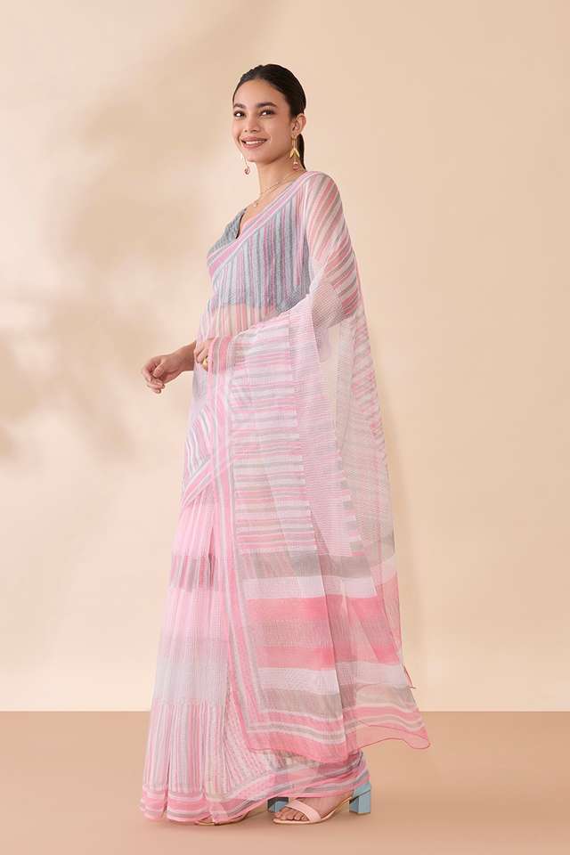 Pink Bagru Block Printed Pure Cotton Kota Saree thumbnail image number null