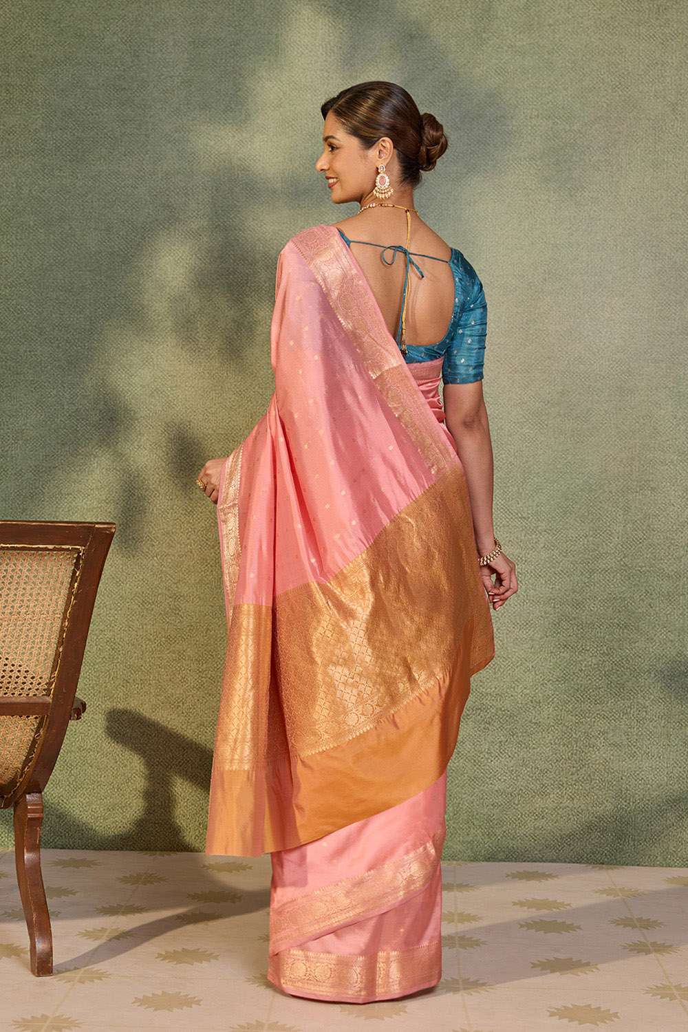 Light Pink Silk Viscose Cutwork Banaras  Saree image number null