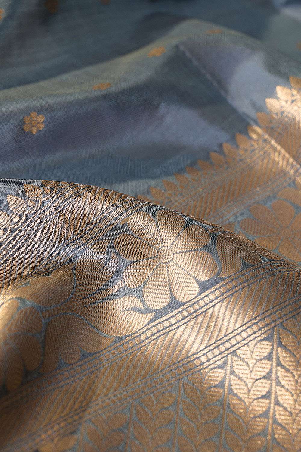 Grey Silk Viscose Cutwork Banaras  Saree image number null