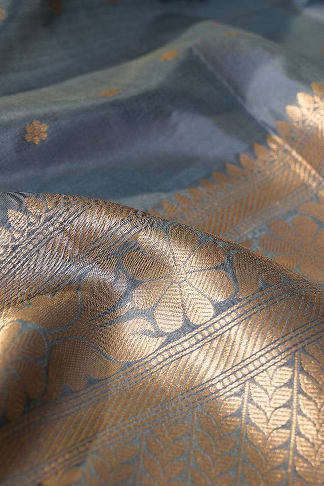 Grey Silk Viscose Cutwork Banaras  Saree thumbnail image number null