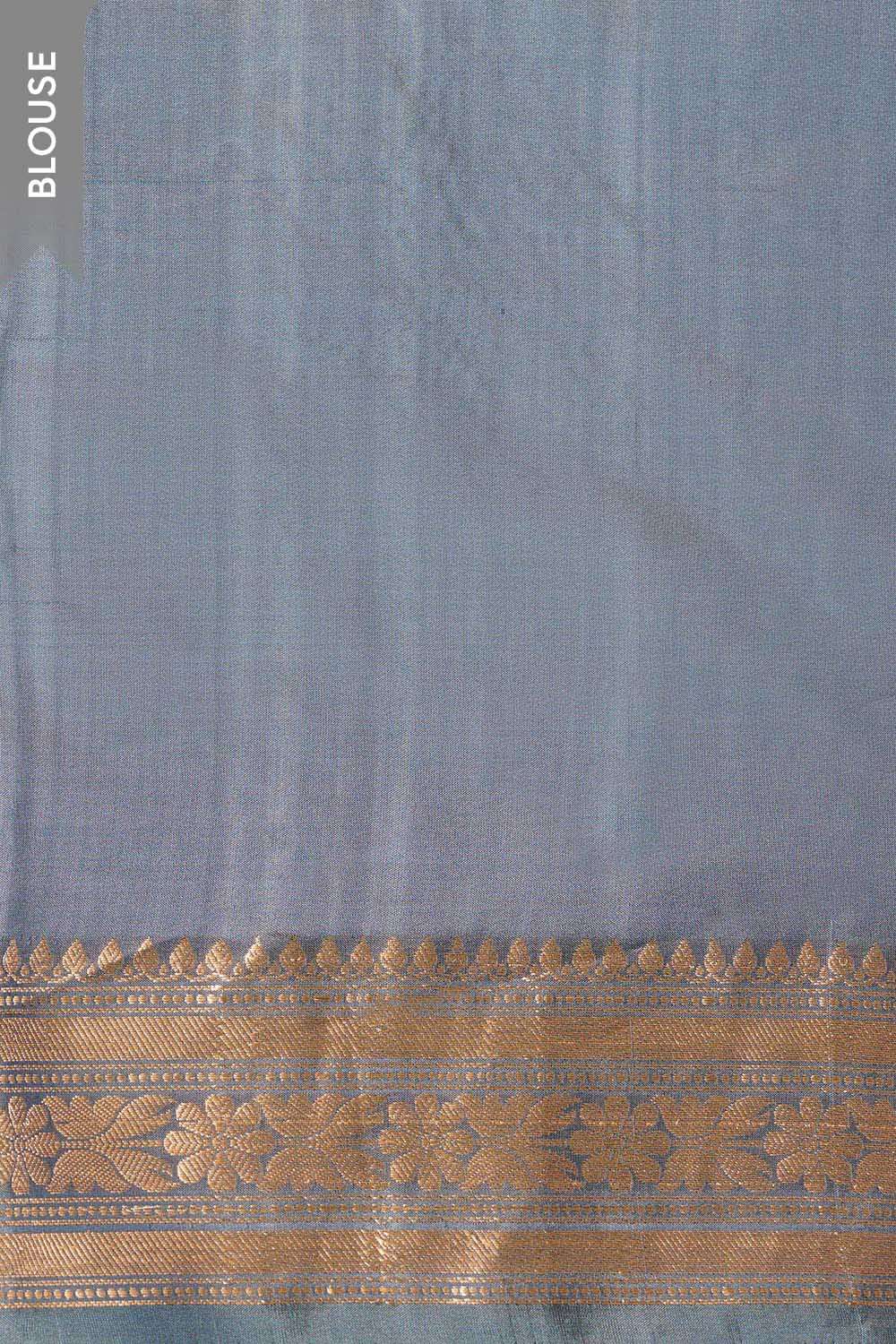 Grey Silk Viscose Cutwork Banaras  Saree image number null