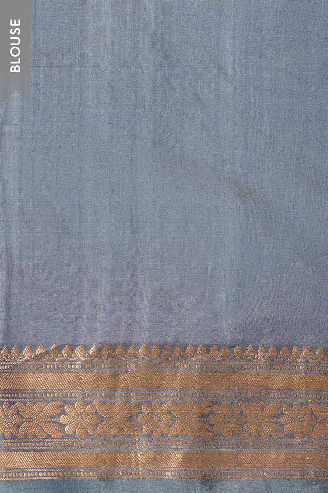 Grey Silk Viscose Cutwork Banaras  Saree thumbnail image number null