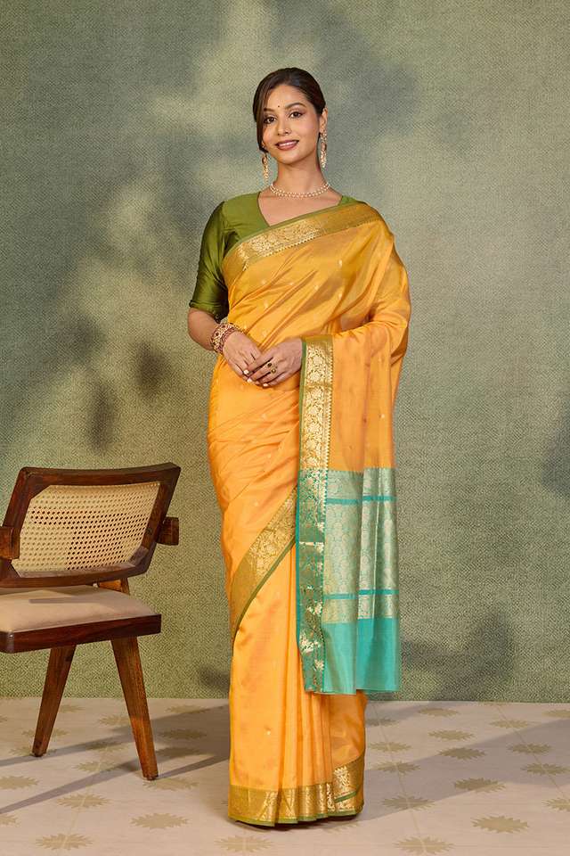 Light Yellow Silk Viscose Cutwork Banaras  Saree thumbnail image number null