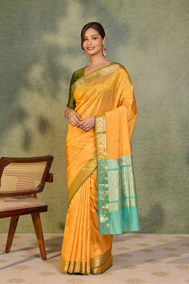 Light Yellow Silk Viscose Cutwork Banaras  Saree thumbnail image number null