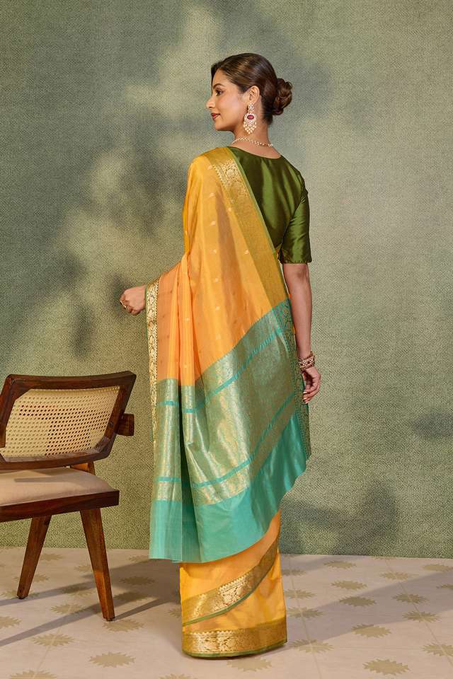 Light Yellow Silk Viscose Cutwork Banaras  Saree thumbnail image number null