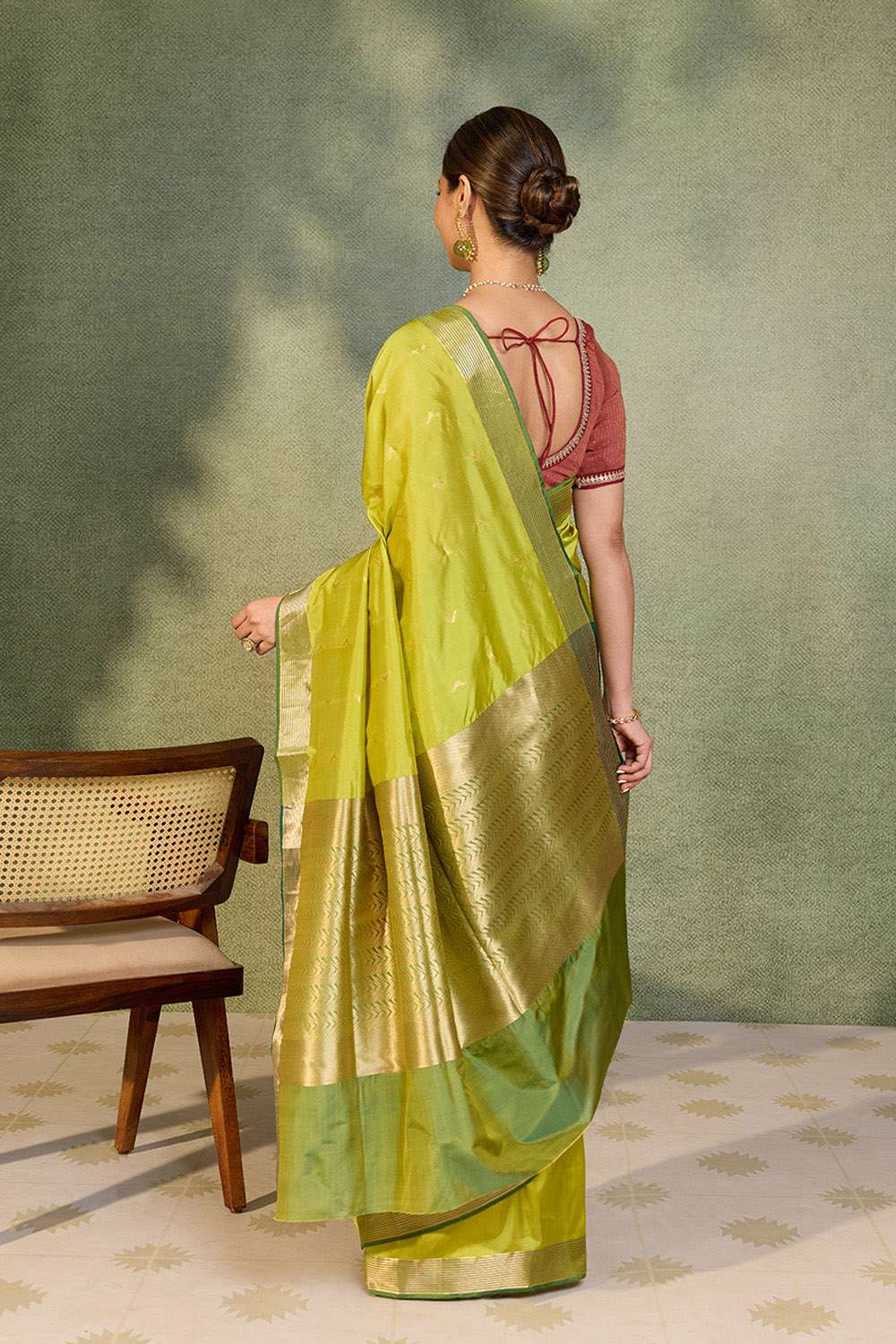 Light Green Silk Viscose Cutwork Banaras  Saree image number null