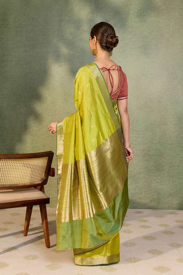 Light Green Silk Viscose Cutwork Banaras  Saree thumbnail image number null