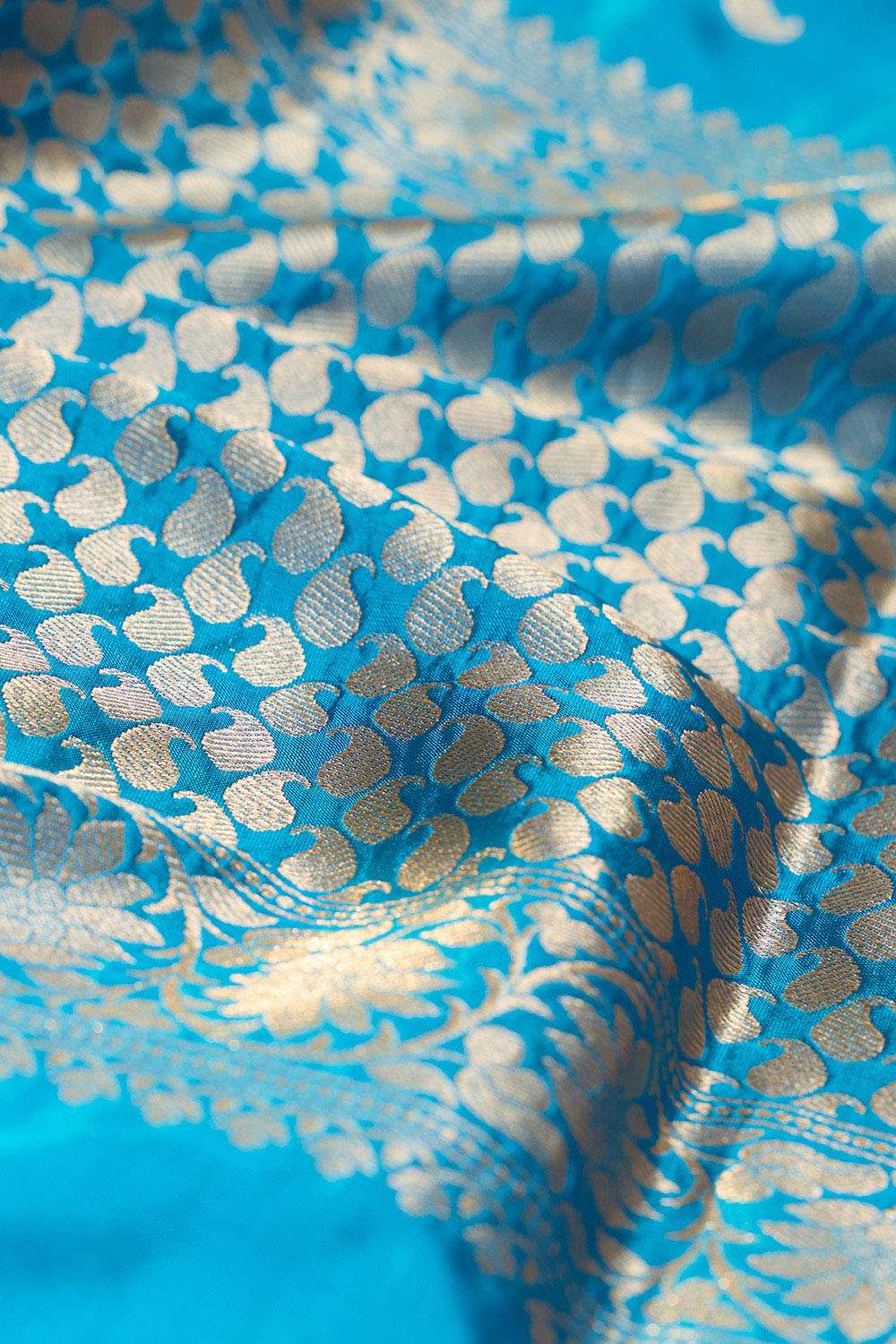 Blue Silk Viscose Cutwork Banaras  Saree image number null